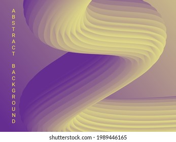 Abstract 3d cover with bright gradient. Volumetric relief striped waves wriggle against a gradient background. It looks like a tube of paste.