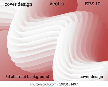 Abstract 3d cover with bright gradient. Volumetric relief striped waves wriggle against a gradient background. It looks like a tube of paste.