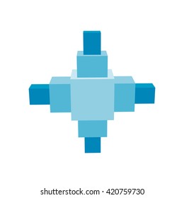 Abstract 3d cross from cubes.Isolated on white background. Vector illustration.