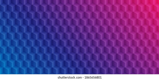 Abstract 3D Cube background with blue, purple, red. Pattern background with 3D texture