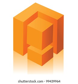Abstract 3D Cube LetterA Symbol Icon EPS 8 vector, grouped for easy editing. No open shapes or paths.