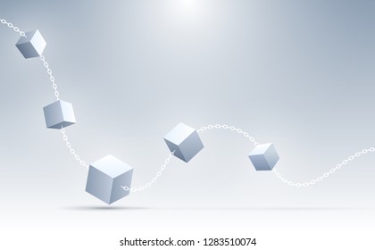 Abstract 3d cubes background. Connection geometric cubes. Science, Blockchain, and technology background. Abstract background. Vector illustration.