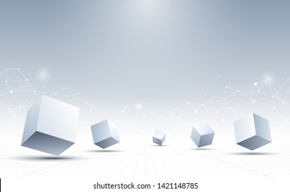 Abstract 3d cubes background. Science and technology background. Abstract background. Vector illustration.