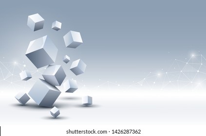 Abstract 3d cubes background. Science and technology background. Abstract background. Vector illustration.