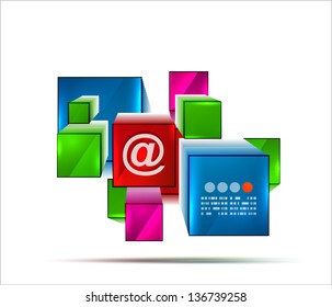 Abstract 3d cubes banner design. Vector