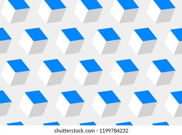 Abstract 3d cubes seamless pattern. The object is hanging in space. Clear and structure and direct construction.