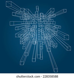Abstract 3D cubes vector background.