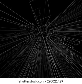 Abstract 3D cubes vector background.