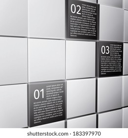 Abstract 3d cubes wall infographic design elements layout template for presentation report vector illustration