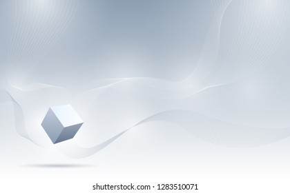 Abstract 3d cubes and wave line futuristic style background. Science, Blockchain, and technology background. Abstract background. Vector illustration.