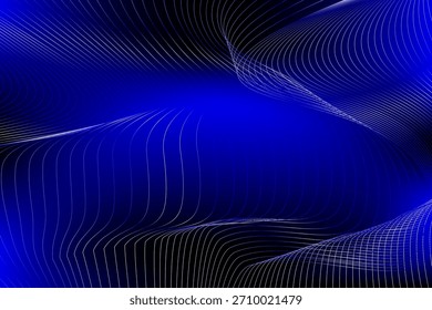 Padrão de grade de tecnologia azul profundo do fundo da linha curva 3D abstrata