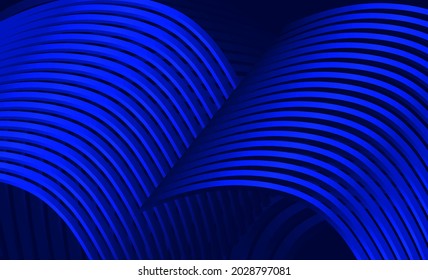 Abstract 3D with curved lines in the shape of a dark blue roof
