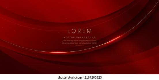 Abstract 3d curved red shape red background and lighting effect   sparkle and copy space for text  Luxury design style  Vector illustration