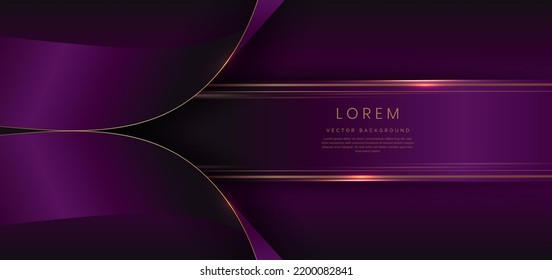 Abstract 3d curved violet ribbon on violet background with lighting effect copy space for text. Luxury design style. Vector illustration