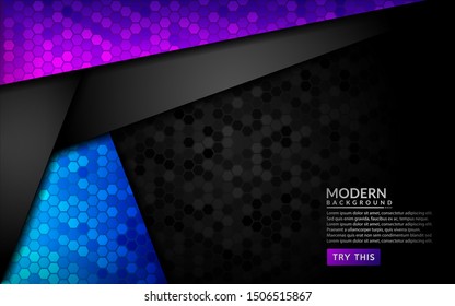 Abstract 3D dark background with purple and blue gradient. Decorative element for design.