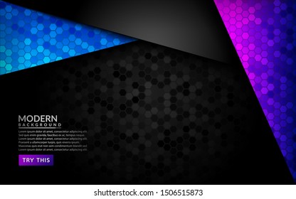 Abstract 3D dark background with purple and blue gradient. Decorative element for design.