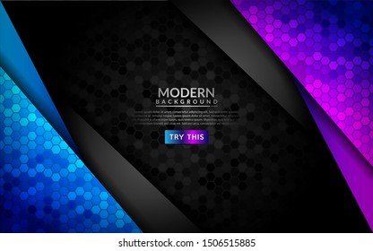 Abstract 3D dark background with purple and blue gradient. Decorative element for design.