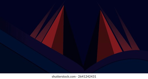 abstract 3d dark blue background with a combination of luminous red overlap layers background