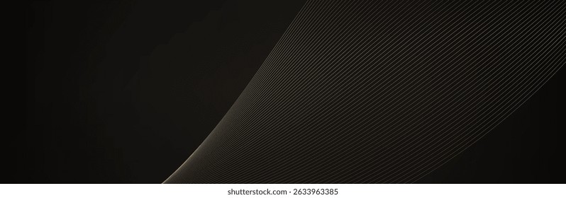 Abstract 3d dark brown background with gold lines curved wavy sparkle with copy space for text.
Luxury style template design. Vector illustration