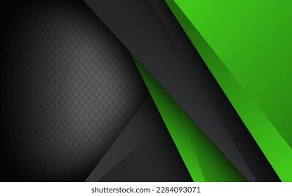 abstract 3d dark green gray background with a combination of luminous green overlap layers background