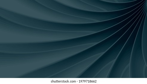 Abstract 3d dark structure illustration, surface wall with smooth waves forming texture