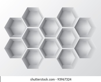 Abstract 3d decoration shelf on white wall