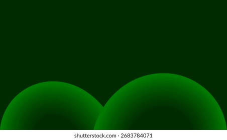 Abstractas formas esféricas de color verde intenso en 3D sobre un fondo verde oscuro, una composición digital minimalista elegante y moderna, perfecta para crear marcas creativas, temas lujosos y elementos visuales artísticos.