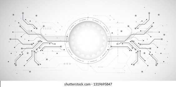 Abstract 3d design background with technology dot and line circuit board texture. Modern engineering, futuristic, science communication concept. Vector illustration