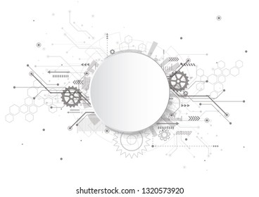 Abstract 3d design background with technology dot and line circuit board texture. Modern engineering, futuristic, science communication concept. Vector illustration