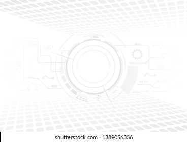 Abstract 3D design background with technology dot and line circuit board texture. Modern engineering, futuristic, science communication concept. Vector illustration