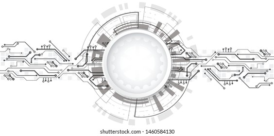 Abstract 3d design background with technology dot and line circuit board texture. Modern engineering, futuristic, science communication concept. Vector illustration