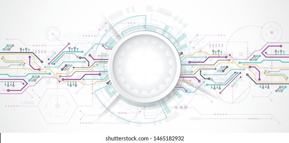 Abstract 3d design background with technology dot and line circuit board texture. Modern engineering, futuristic, science communication concept. Vector illustration