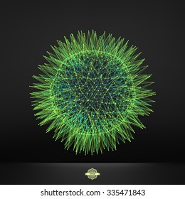 Abstract 3d Design Element, Emblem. Different Lights Dots On Black Background. Vector Illustration.