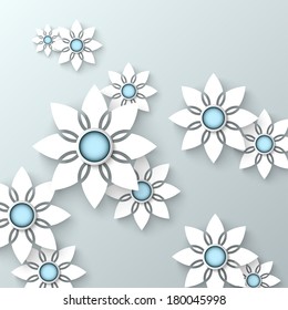Abstract 3D design flowers  background paper style