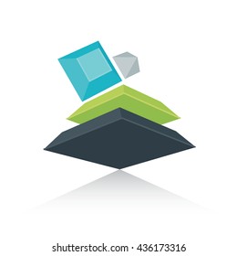 Abstract 3D Design  green blue gray color