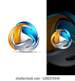 abstract 3d design, modern and sophisticated design, with shiny color combinations, logo vector for business industry, internet technology, logo templates, future web logo