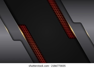 Abstract 3D Diagonal Modern Technology Glow Orange on Grey Metallic Background