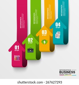 Abstract 3D digital business arrow Infographic