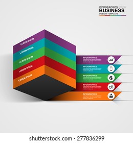 Abstract 3D Digital Business Cube Infographic