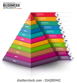 Abstract 3D digital business Infographic. Can be used for workflow process, business pyramid, banner, diagram, 11 number options, work plan, web design.