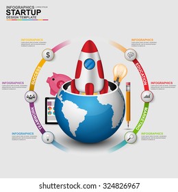 Abstract 3D digital business startup Infographic. Can be used for workflow processes, banner, diagram, number options, work plan, web design.