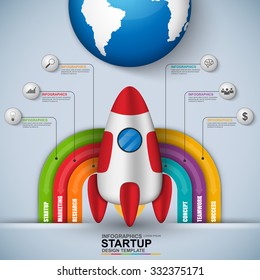 Abstract 3D digital business startup Infographic. Can be used for workflow processes, banner, diagram, number options, work plan, web design.