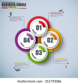Abstract 3D digital circle Infographic. Can be used for workflow process, data visualization, business concept with 4 options, parts, steps or processes, banner, diagram, web design.