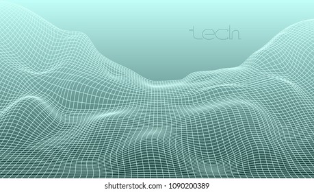 Abstract 3D Digital Grid Terrain Landscape Background. EPS10 Vector