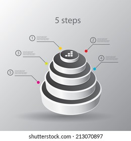 Abstract 3D digital illustration black Infographic. Vector illustration can be used for workflow layout, diagram, number options, web design. vector pyramid chart