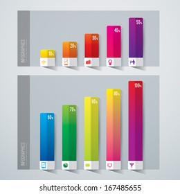 Abstract 3D Digital Illustration Graph. Vector Illustration Can Be Used For Workflow Layout, Diagram, Number Options, Web Design. 