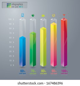 Abstract 3D digital illustration graph set 2.