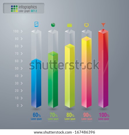 Abstract 3D digital illustration graph set 2.