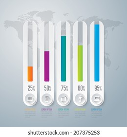 Ilustración digital abstracta en 3D Infografía. La ilustración vectorial se puede utilizar para diseño de flujo de trabajo, diagrama, opciones de número, diseño web.
