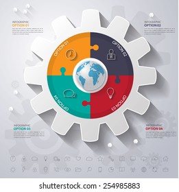 Abstract 3D digital illustration Infographic with world map.Can be used for workflow layout, diagram, number options, web design.Vector/illustration.
